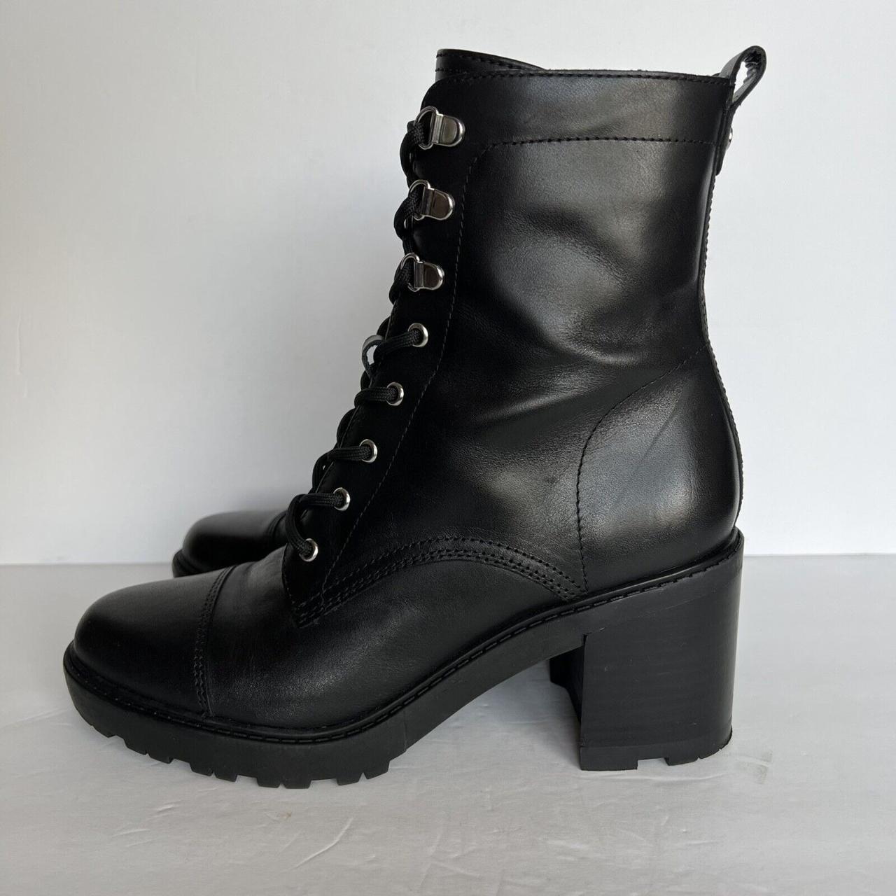 MARC FISHER Black MF LANIE Leather Moto Combat Ankle... - Depop