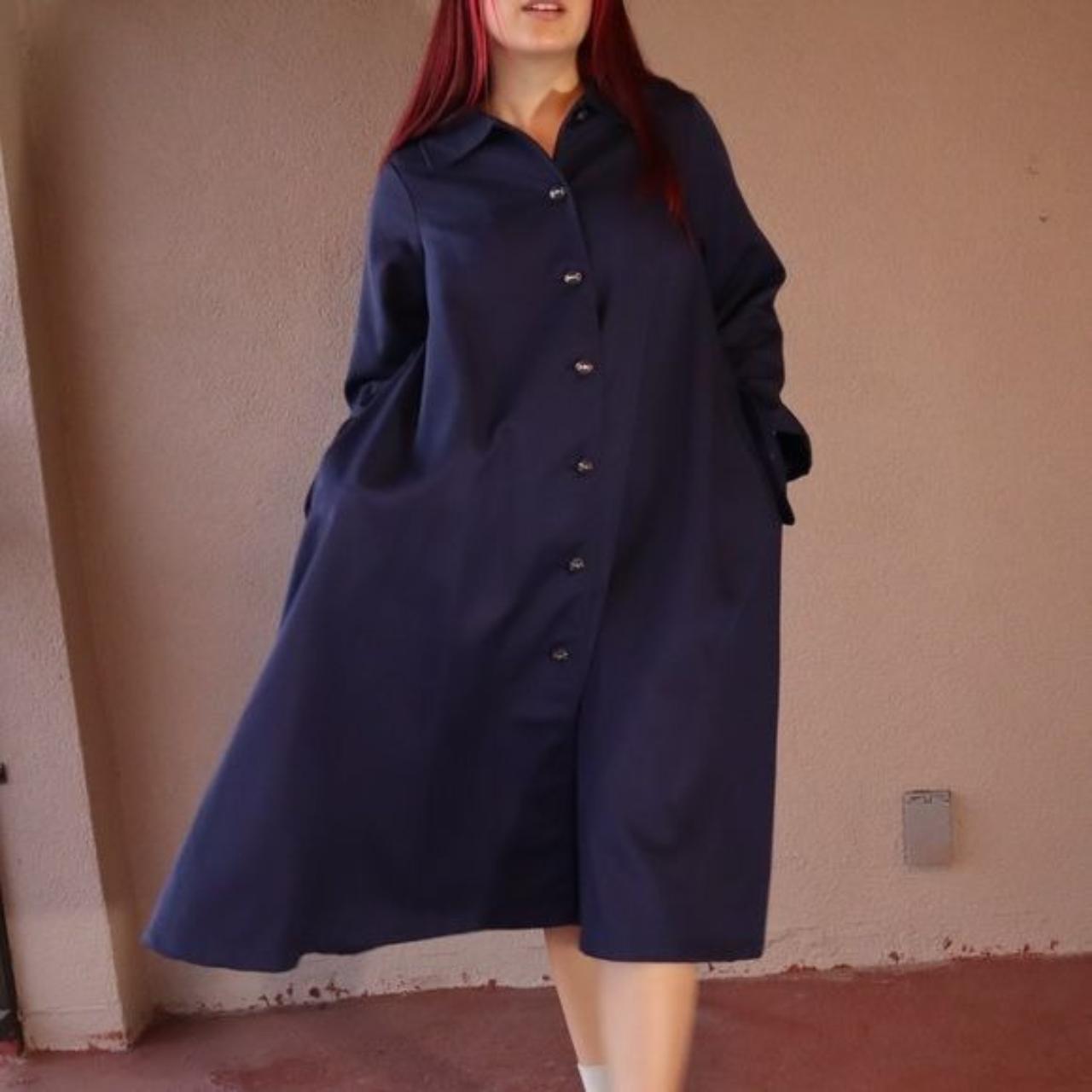 Vintage Analisa Navy Oversized Women's Duster Coat... Depop