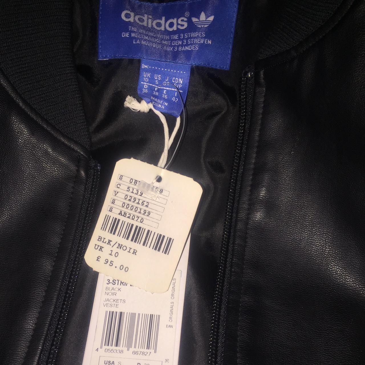 Adidas leather bomber jacket with pockets adidas Depop