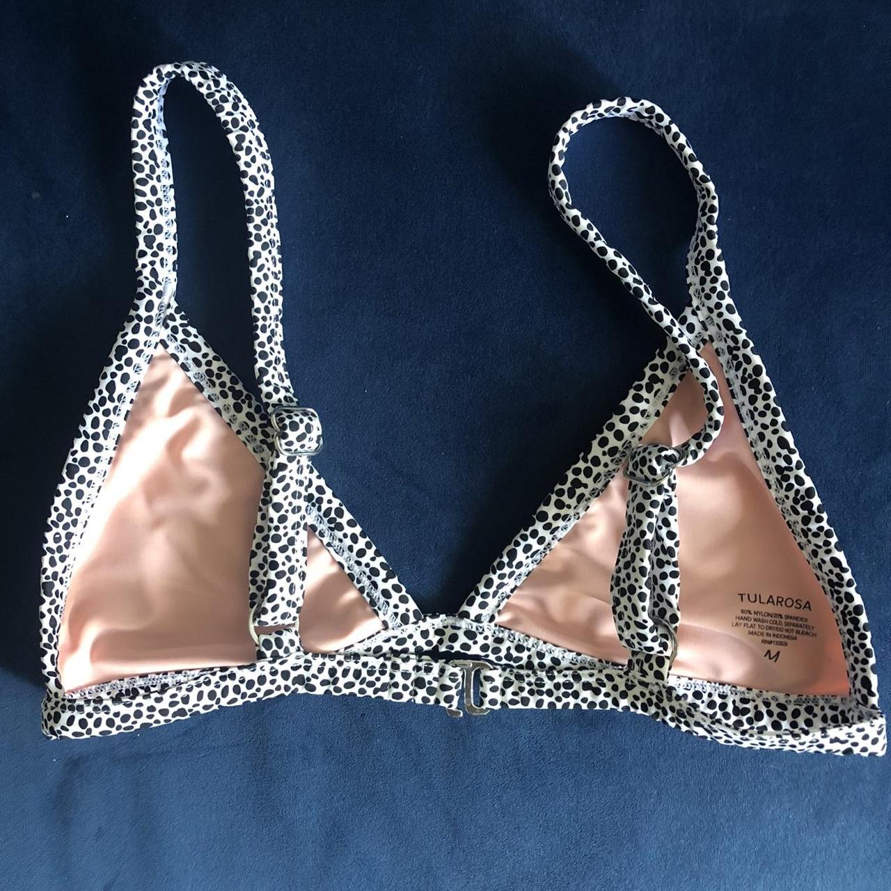 Tularosa triangle bikini top. Light pink with black... Depop