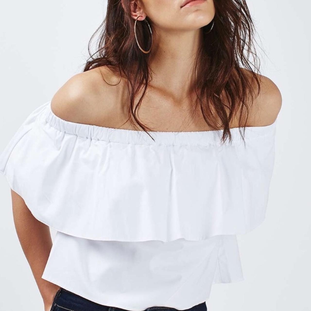 white flowy bardot top