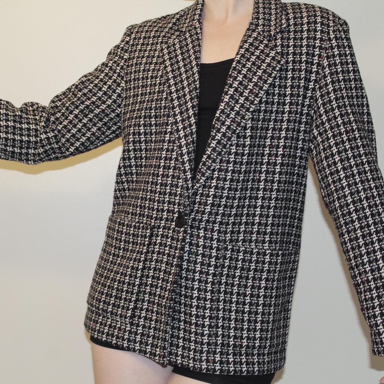 Vintage Sears 80s Colorful Plaid Houndstooth Blazer... - Depop