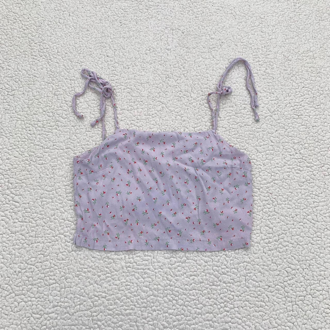 Brandy Melville Purple Floral Dena Self Tie Tank Top
