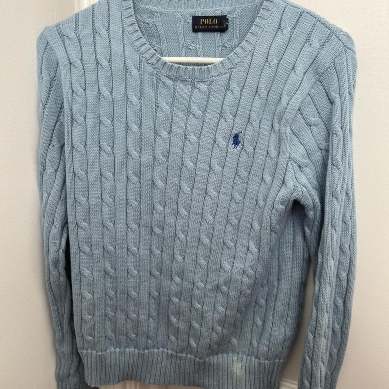 Ralph lauren polo light blue cable knit pullover... - Depop