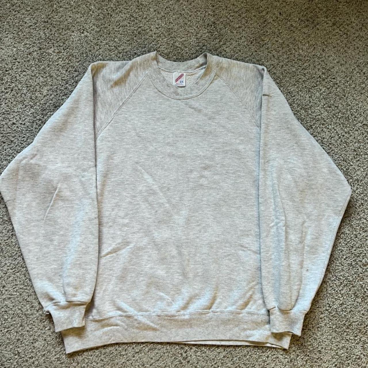 Vintage 90’s Jerzees Grey blank sweatshirt Early... - Depop