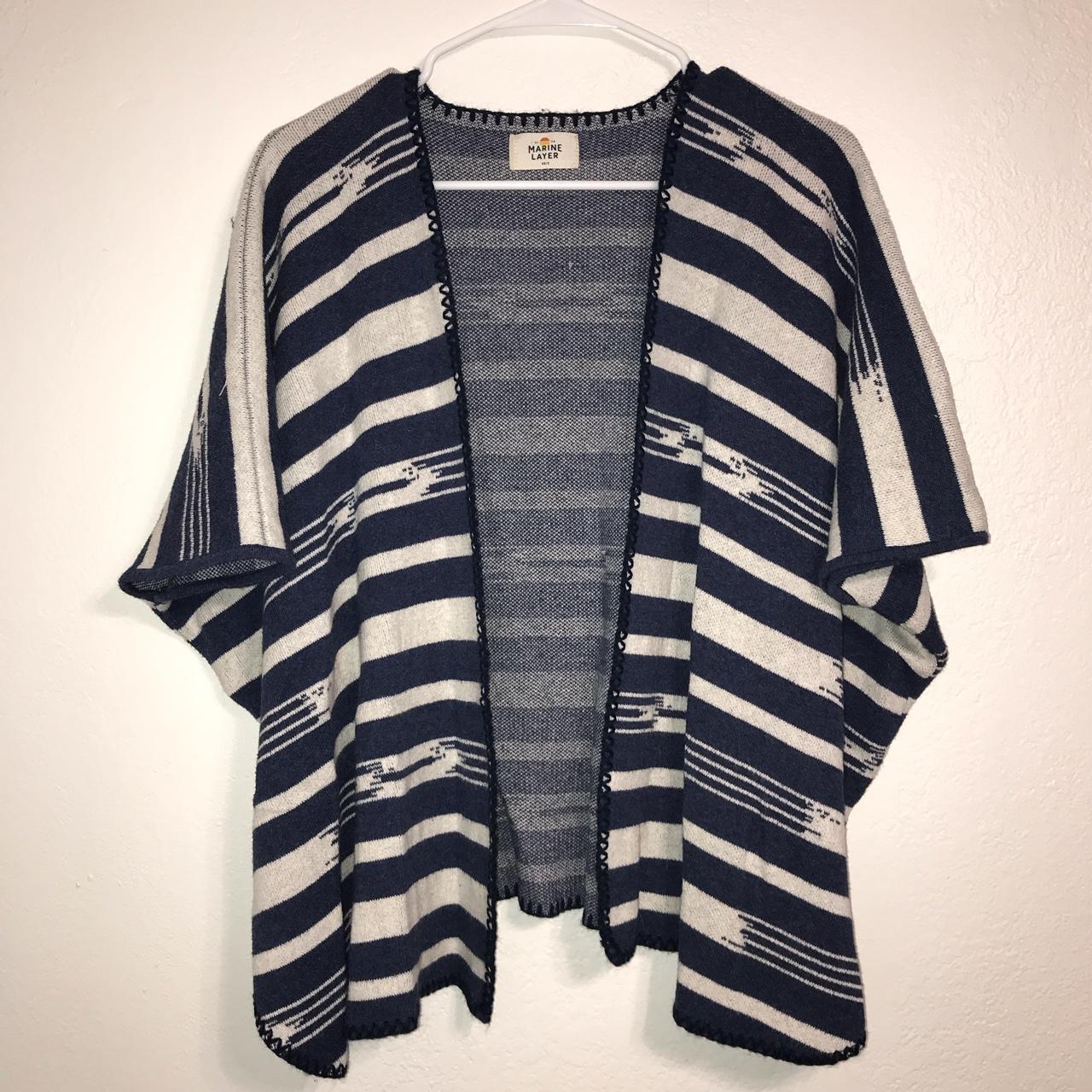 Cotten Midwest style poncho. 100% cotton. Dark blue... - Depop