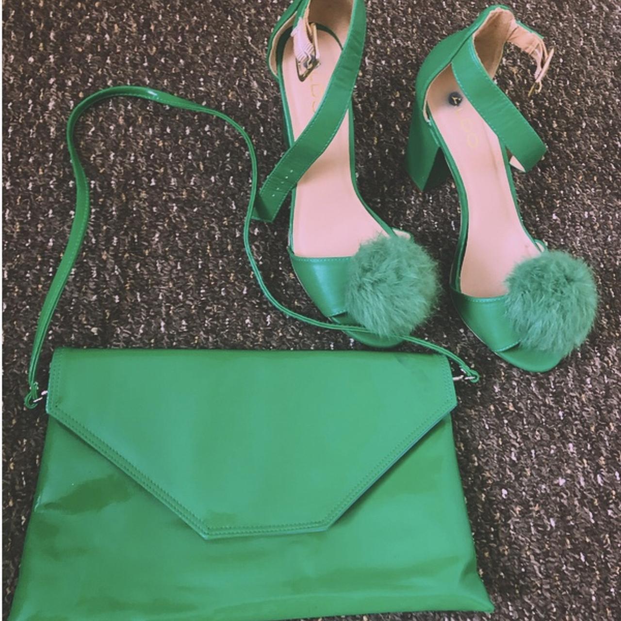 green pom pom heels