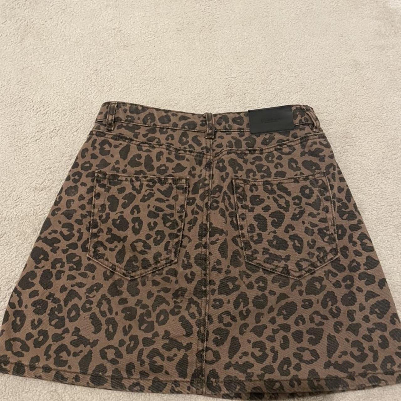 Stradivarius leopard print mini skirt. Denim... - Depop