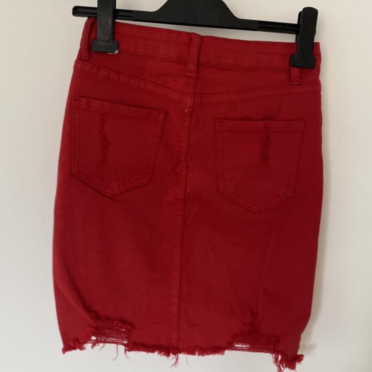 My bestiny high waisted, distressed red skirt ️... - Depop