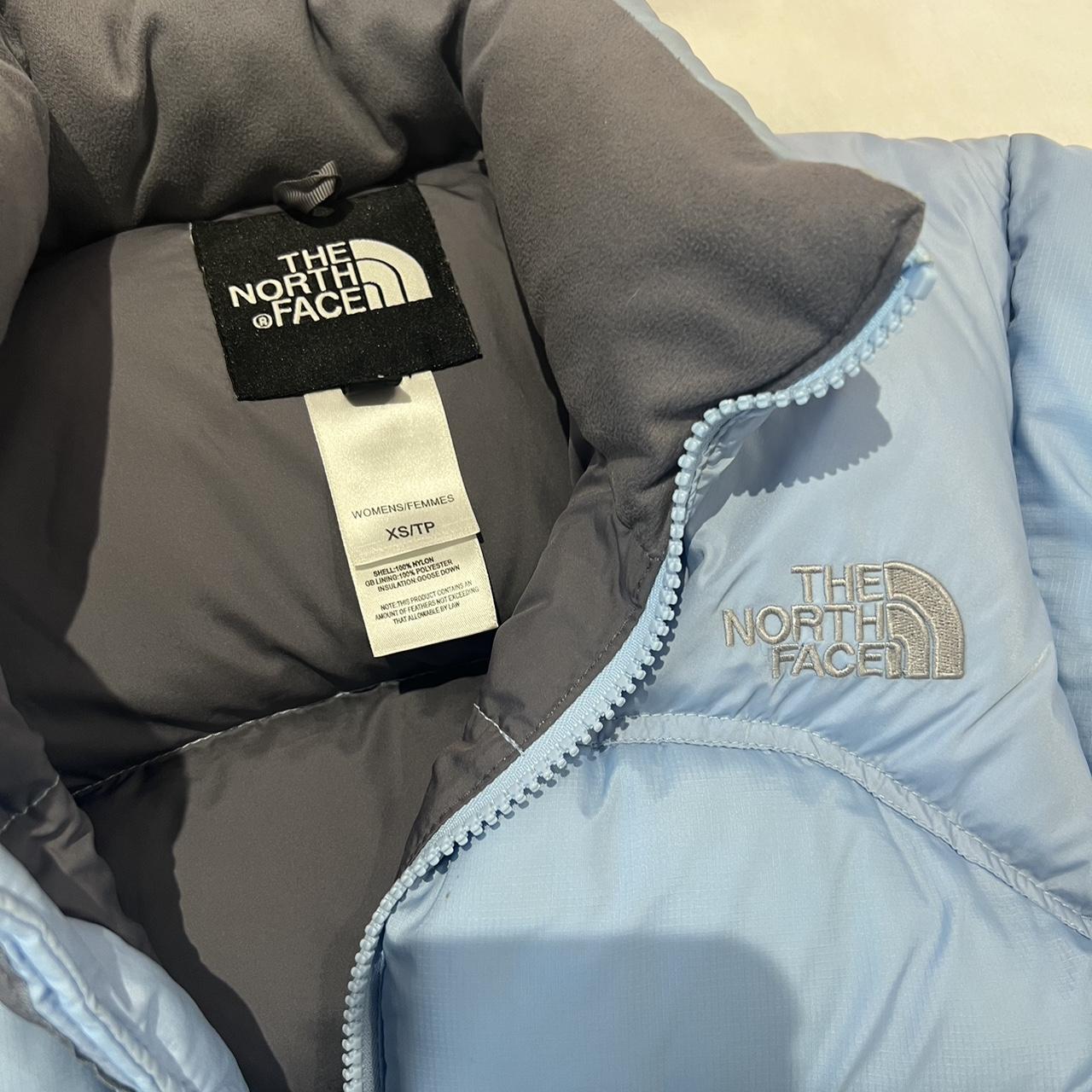 North face baby light blue long sleeved puffer Size... - Depop