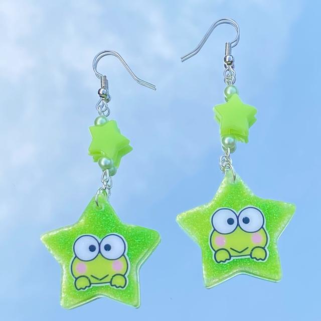 Cute Green Kidcore Uno Reverse Card Earrings - Depop