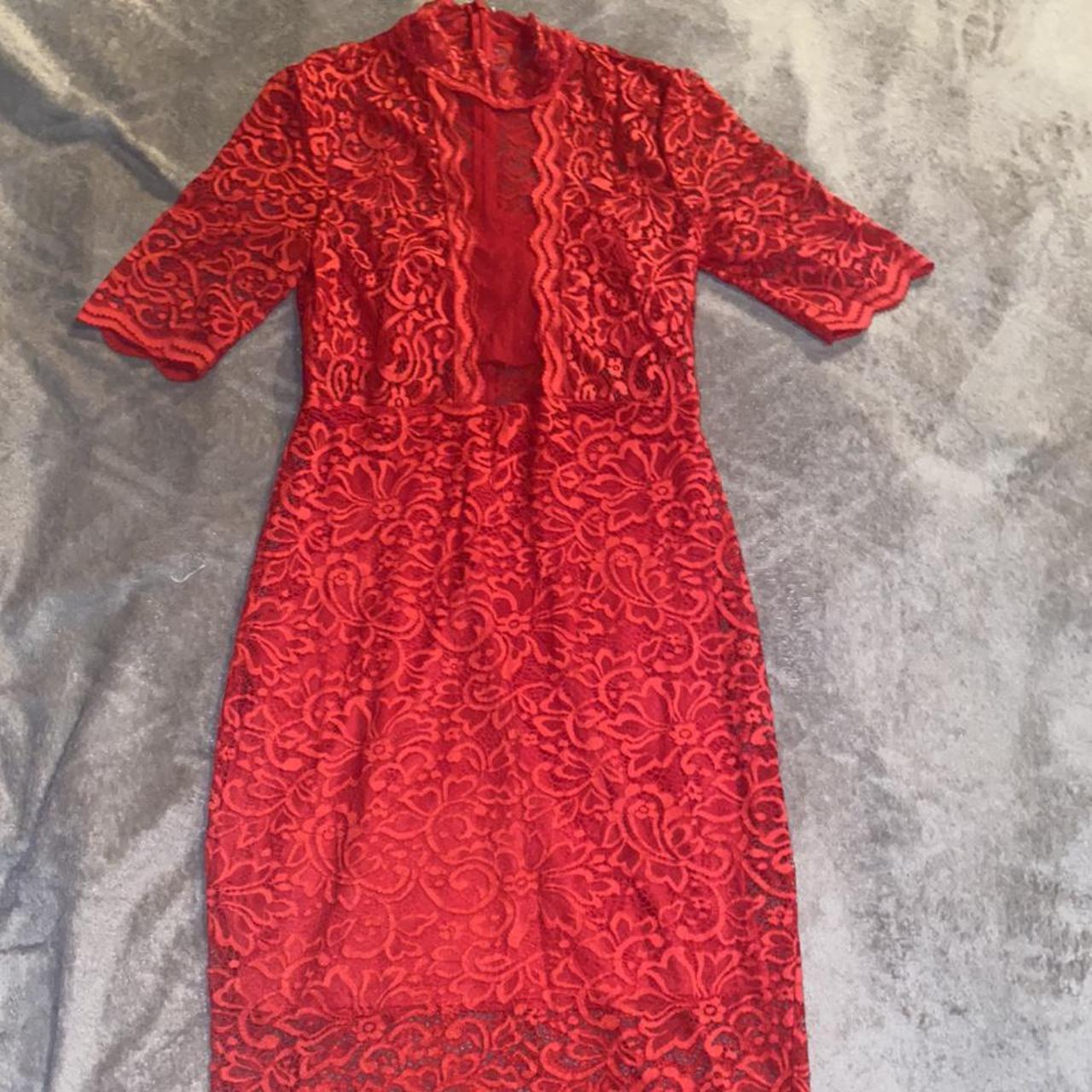 super sexy slimming red dress with peakaboo mid... - Depop