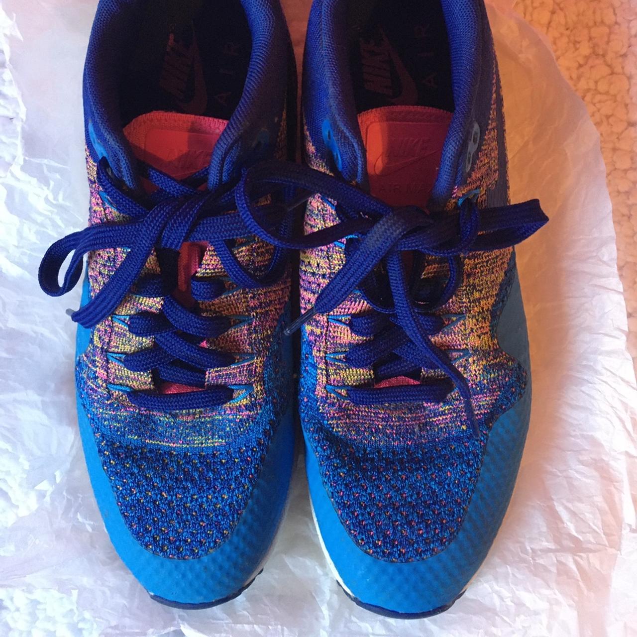 blue and multi colored air maxes size 10 in womens,... - Depop