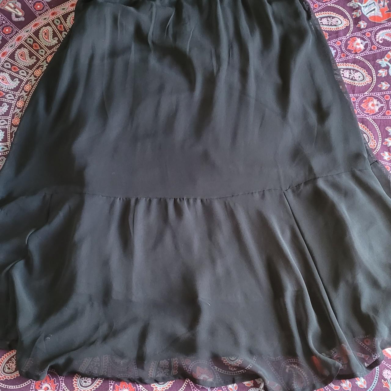 Tree of Life black chiffon midi skirt with... - Depop