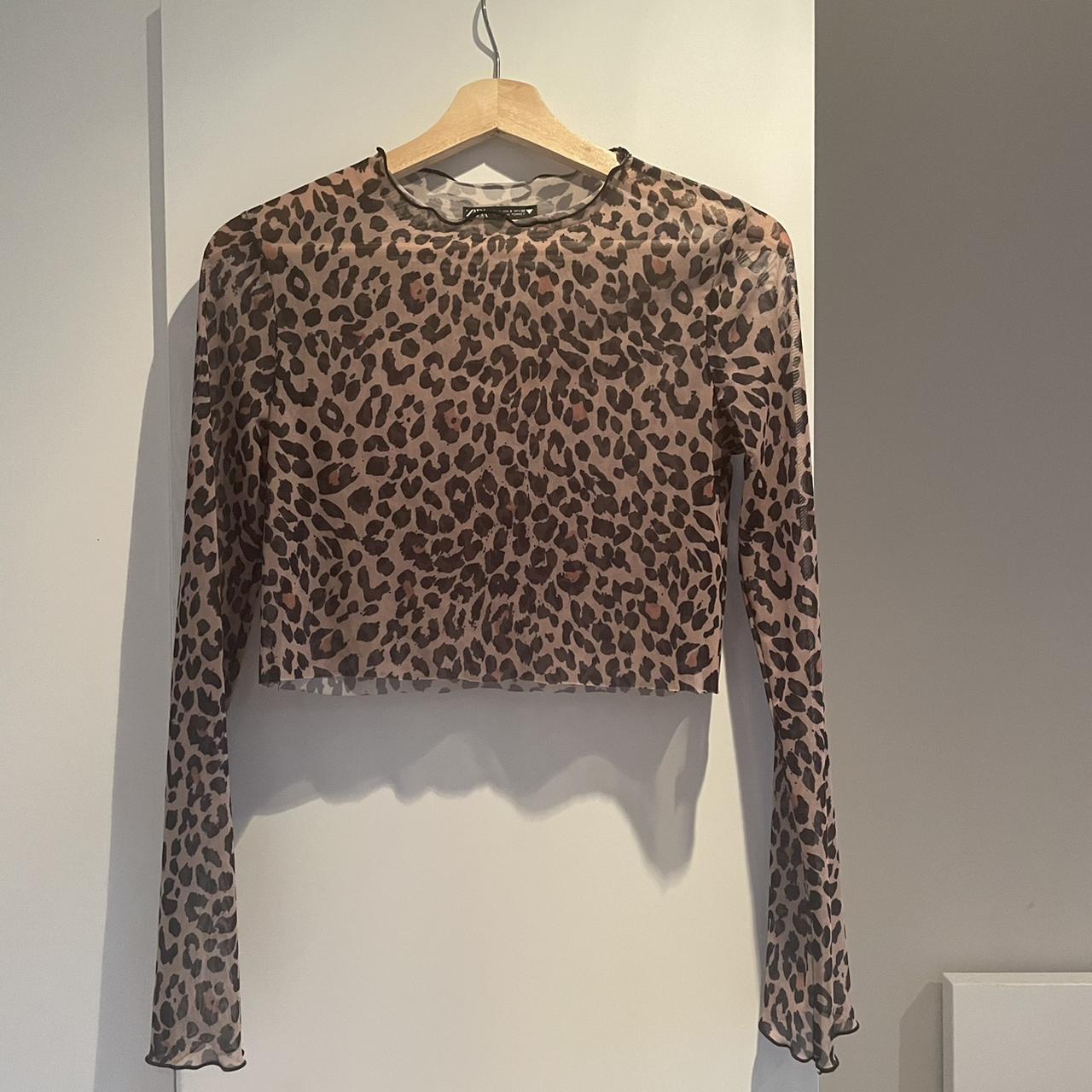 Leopard print mesh crop top from zara. Perfect... - Depop