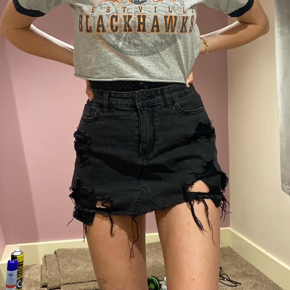 HOLLISTER distressed denim mini skirt too short Depop