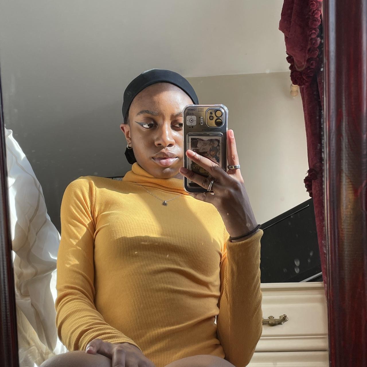 New Look mustard yellow roll neck turtleneck crop... Depop