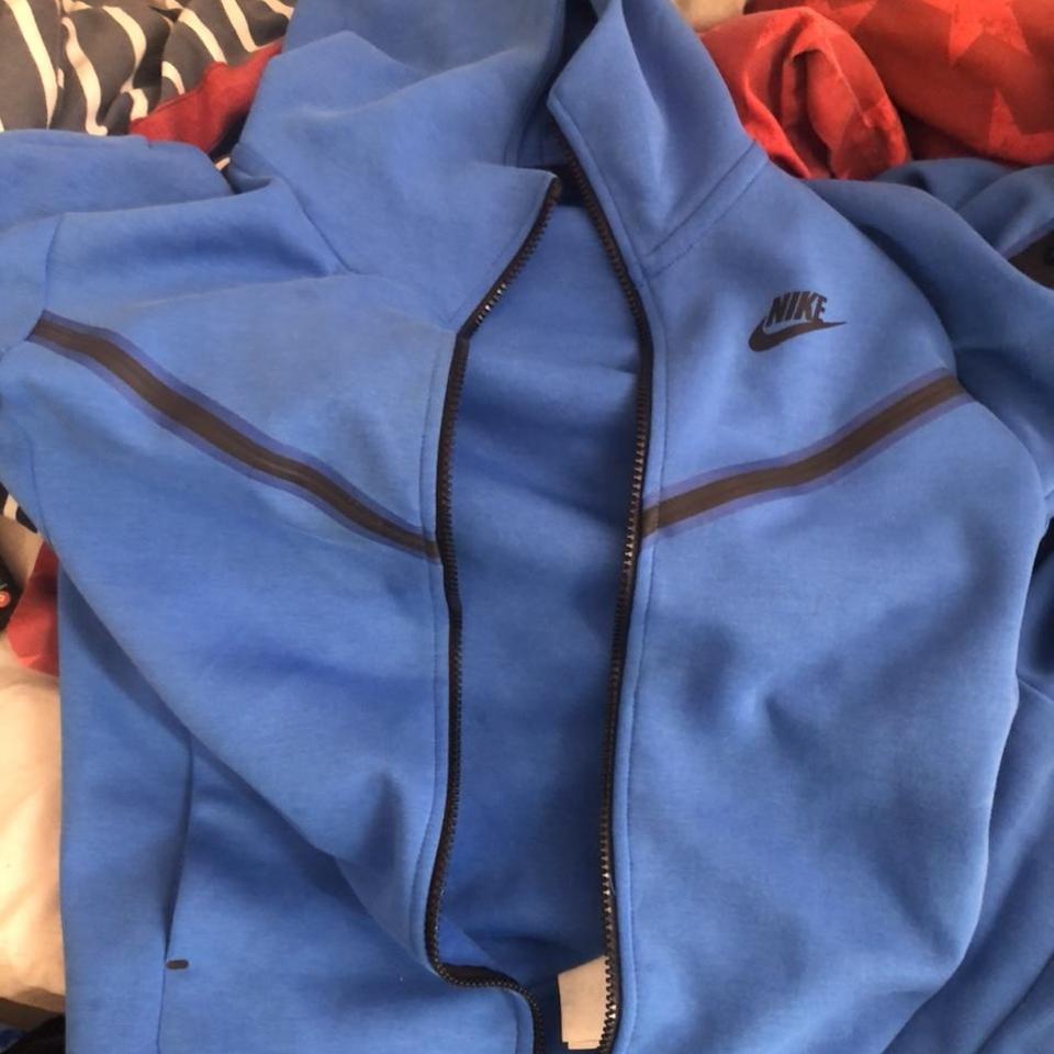 signal blue nike tech fleece hoodie