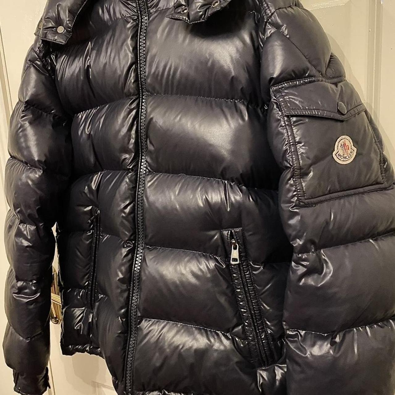 Moncler Maya Navy blue size 3 in great condition,... - Depop