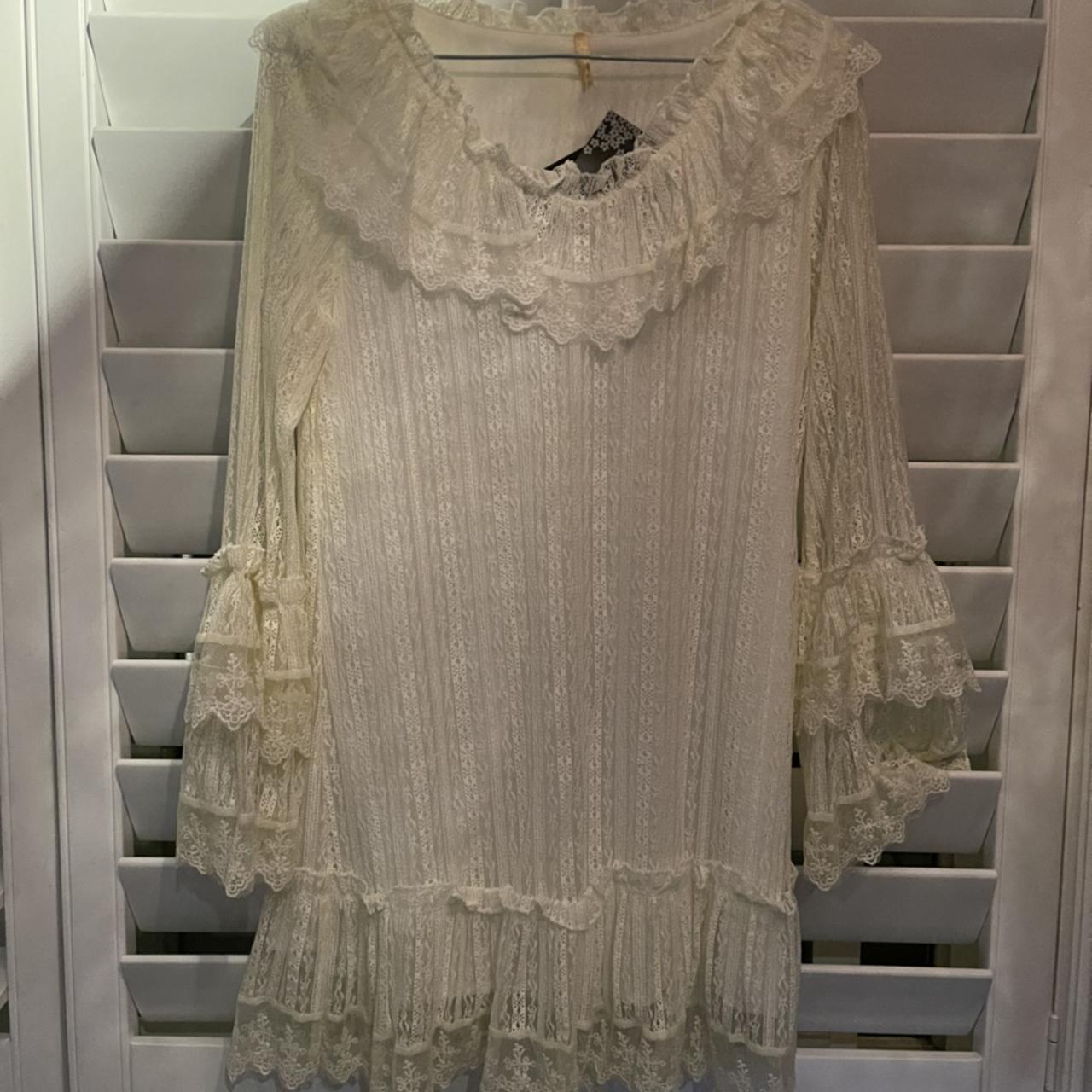 #vintage white #lace dress that has #sheer Victorian... - Depop