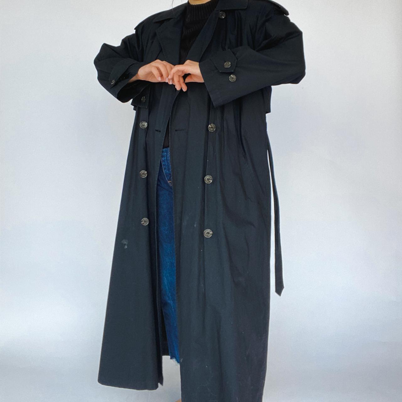vintage black rain trench coat size 8 90... Depop