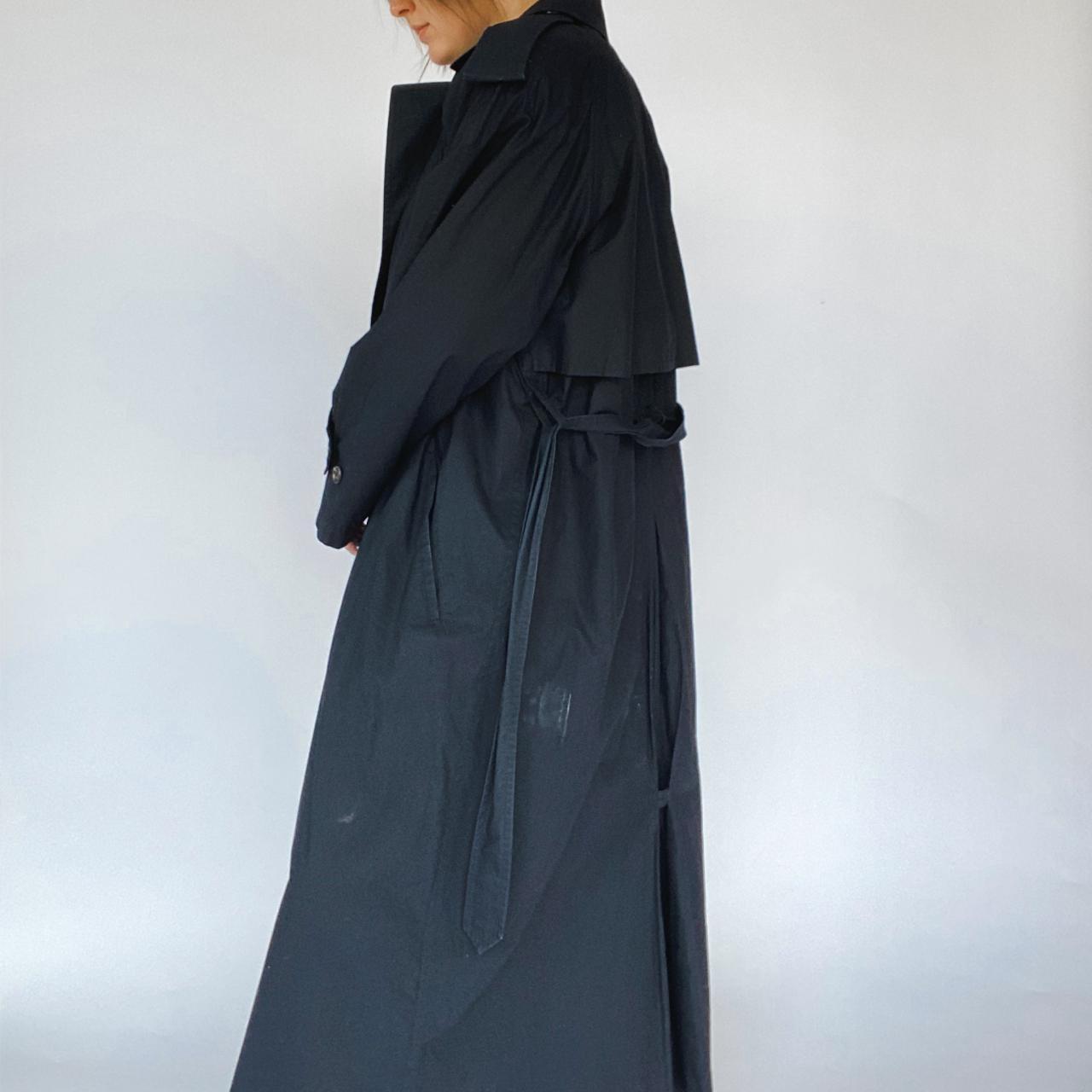 vintage black rain trench coat size 8 90... Depop