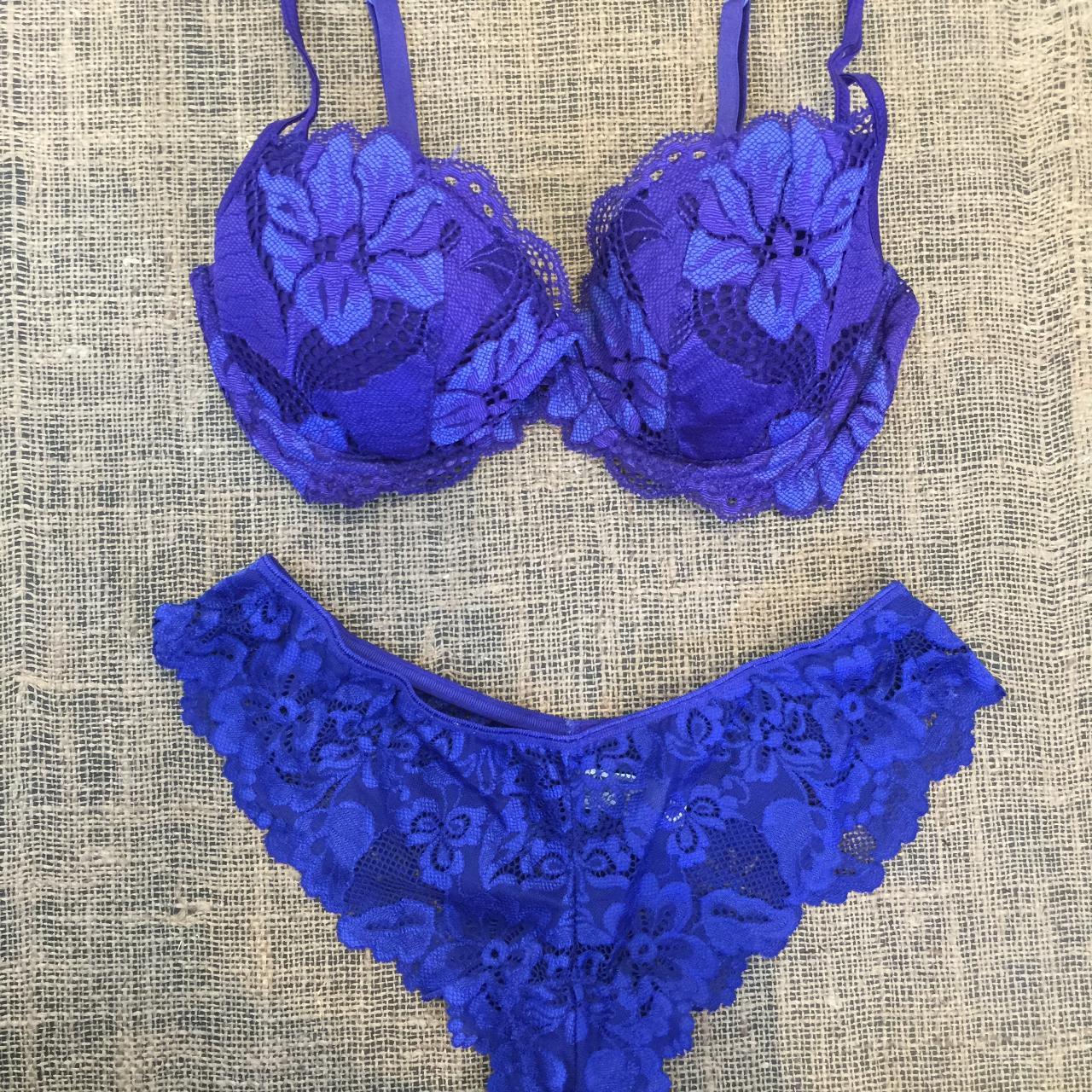 Purple Lingerie set Bra Size: 10D Underwear size = 10 - Depop