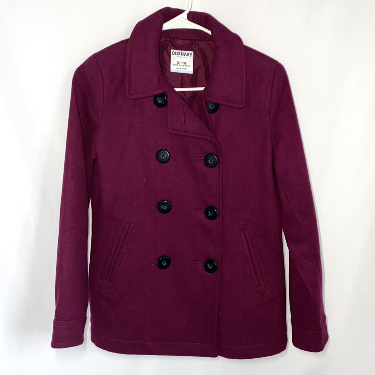 Old Navy Magenta Pea Coat women's Old Navy... Depop