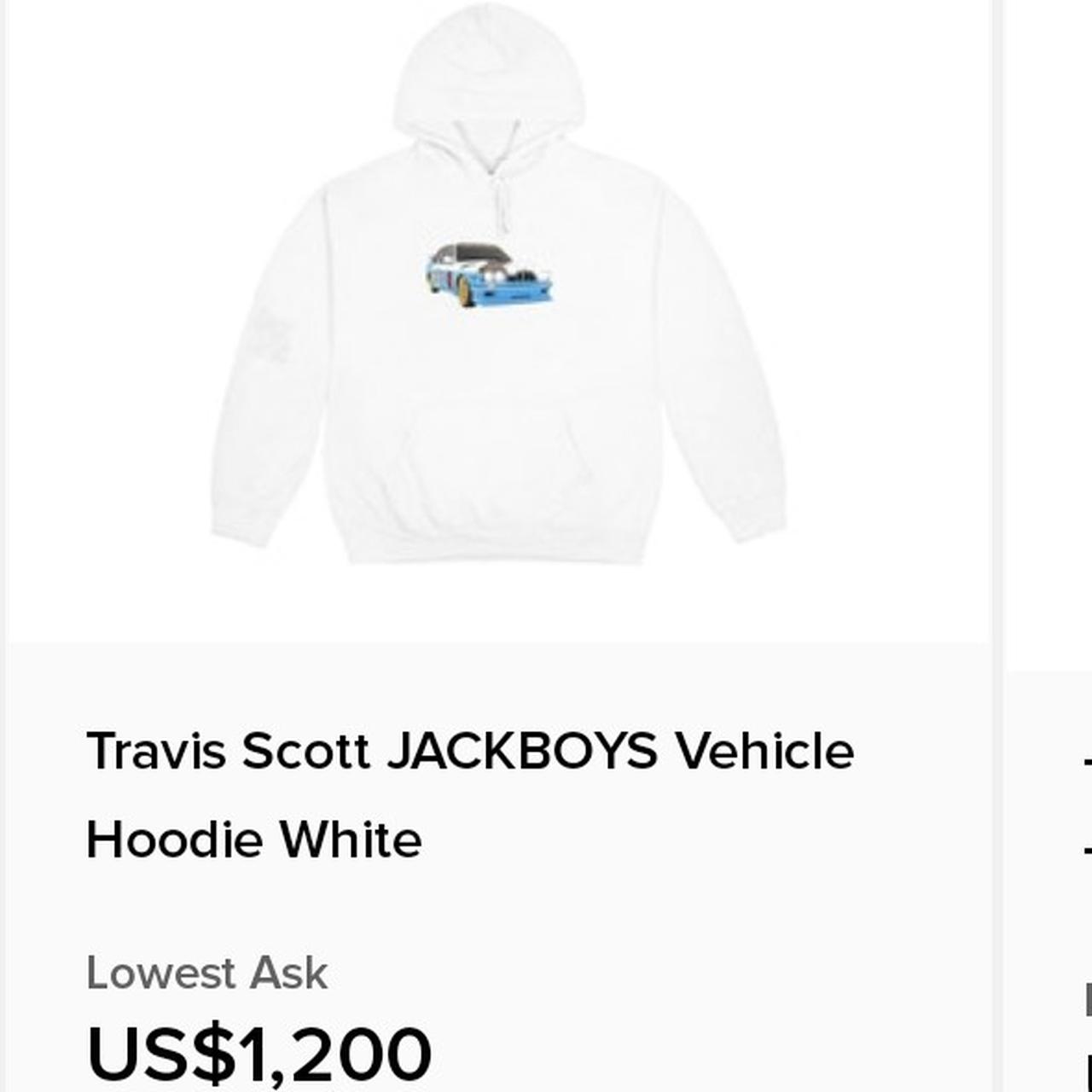 Travis Scott JACKBOYS Vehicle Hoodie White Size... - Depop