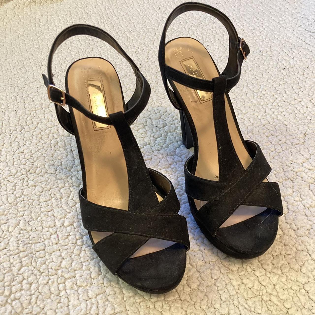 Atmosphere @ Primark, black suede sandal heels!... - Depop