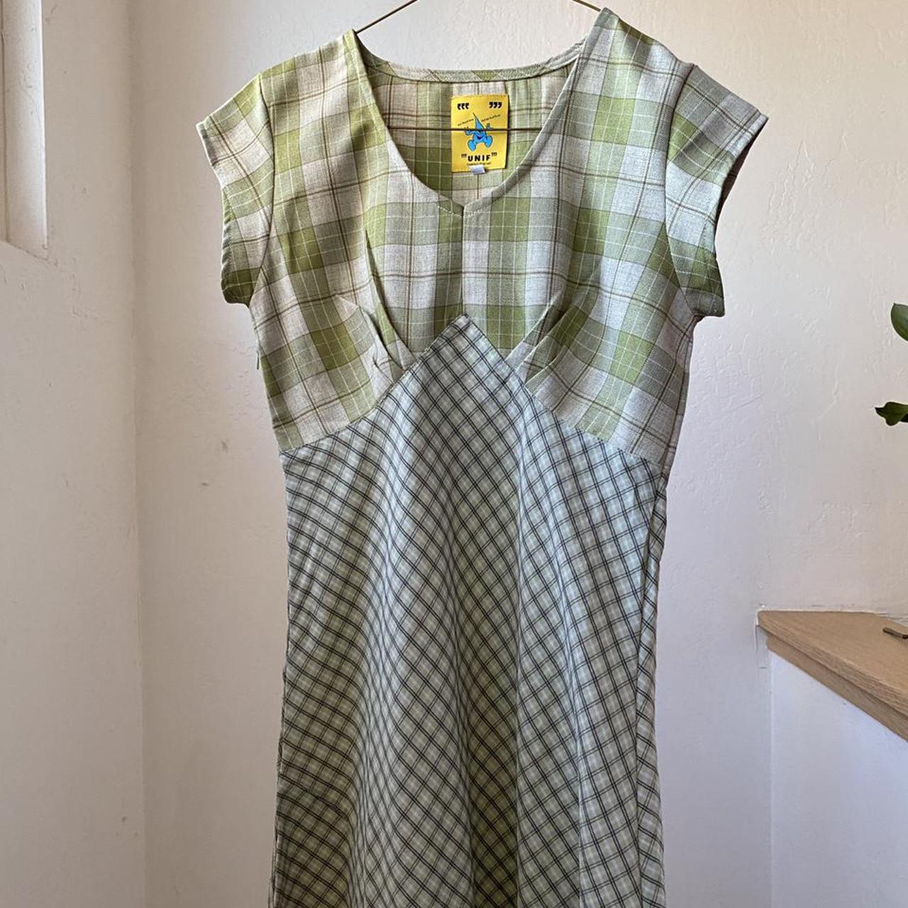 Unif good green plaid thyme dress