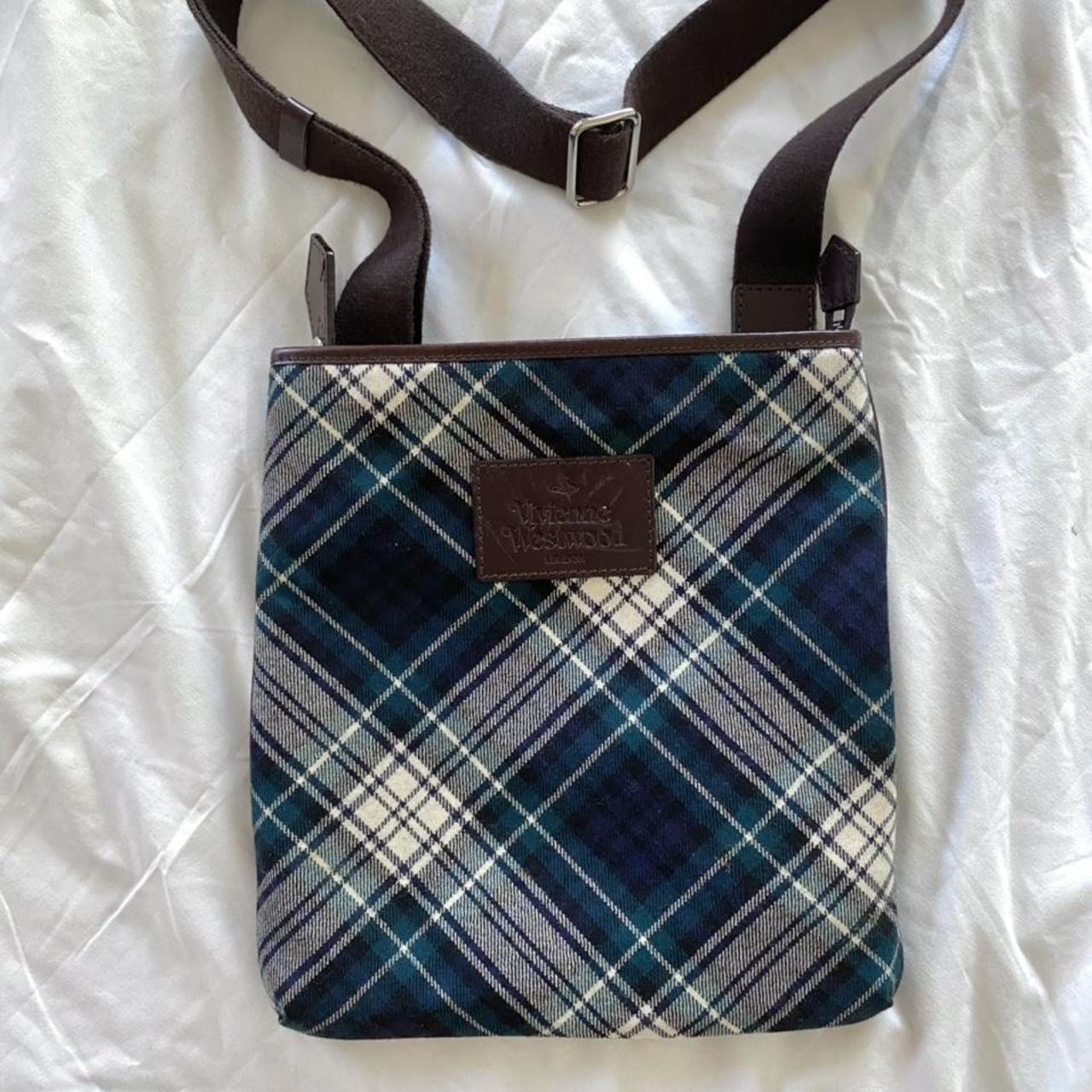 vivienne westwood green plaid crossbody tote bag... Depop