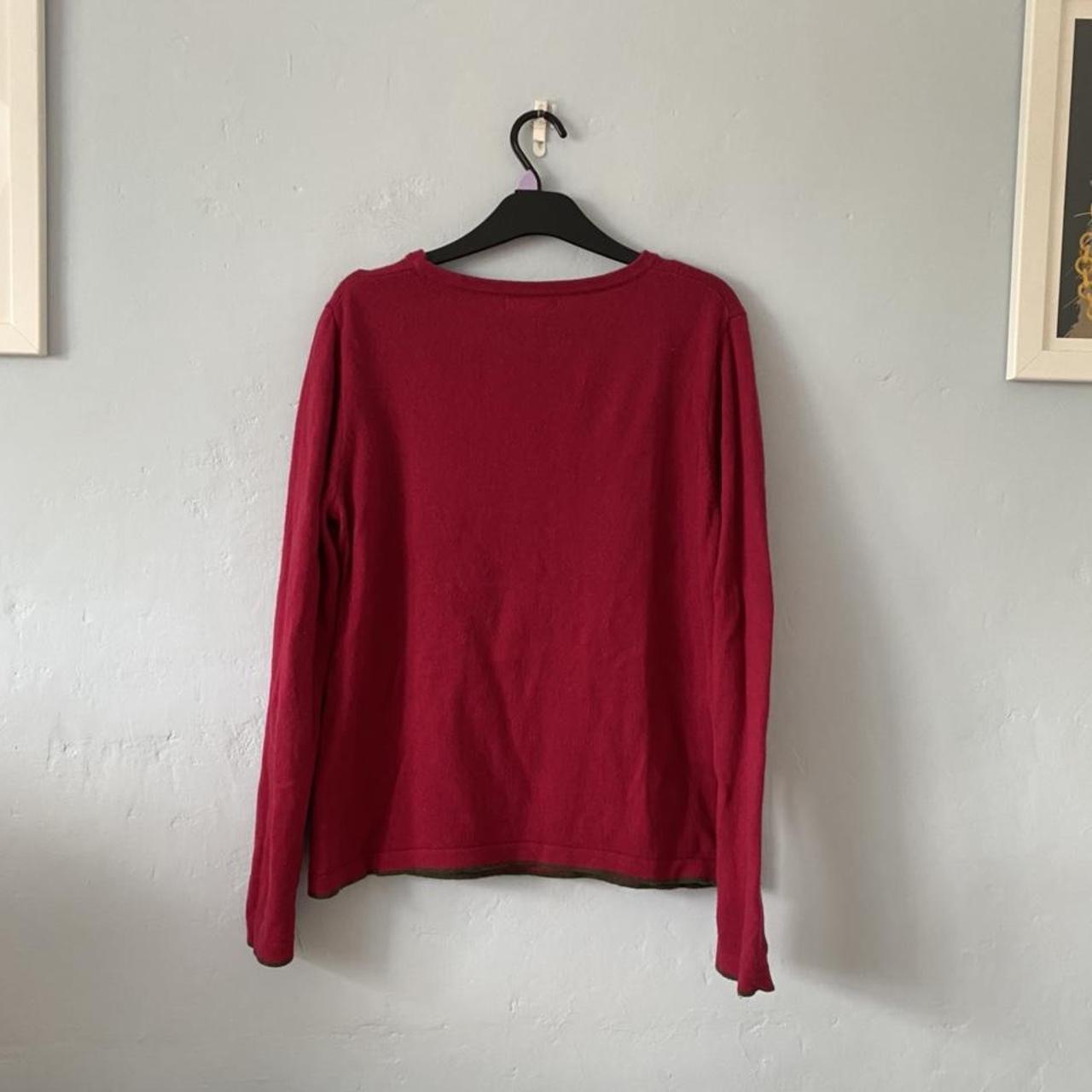 Size L red flower design knit jumper from Tulchan.... - Depop