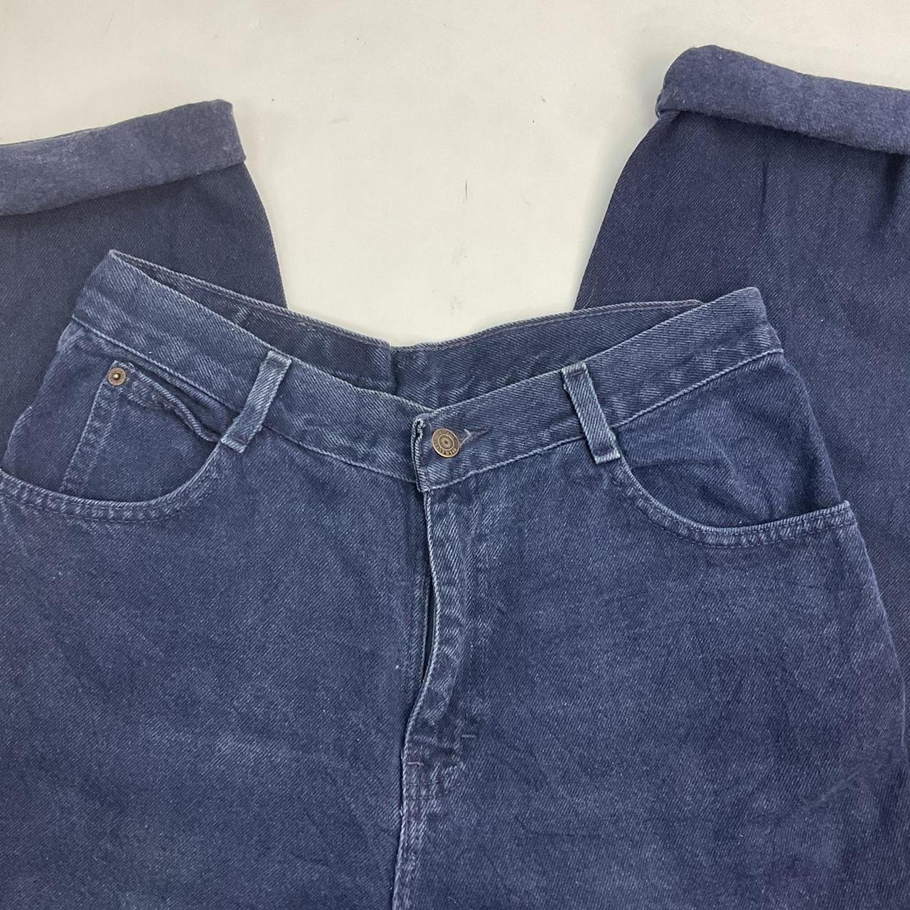 Vintage 90s dark blue mom jeans with high waist and... - Depop