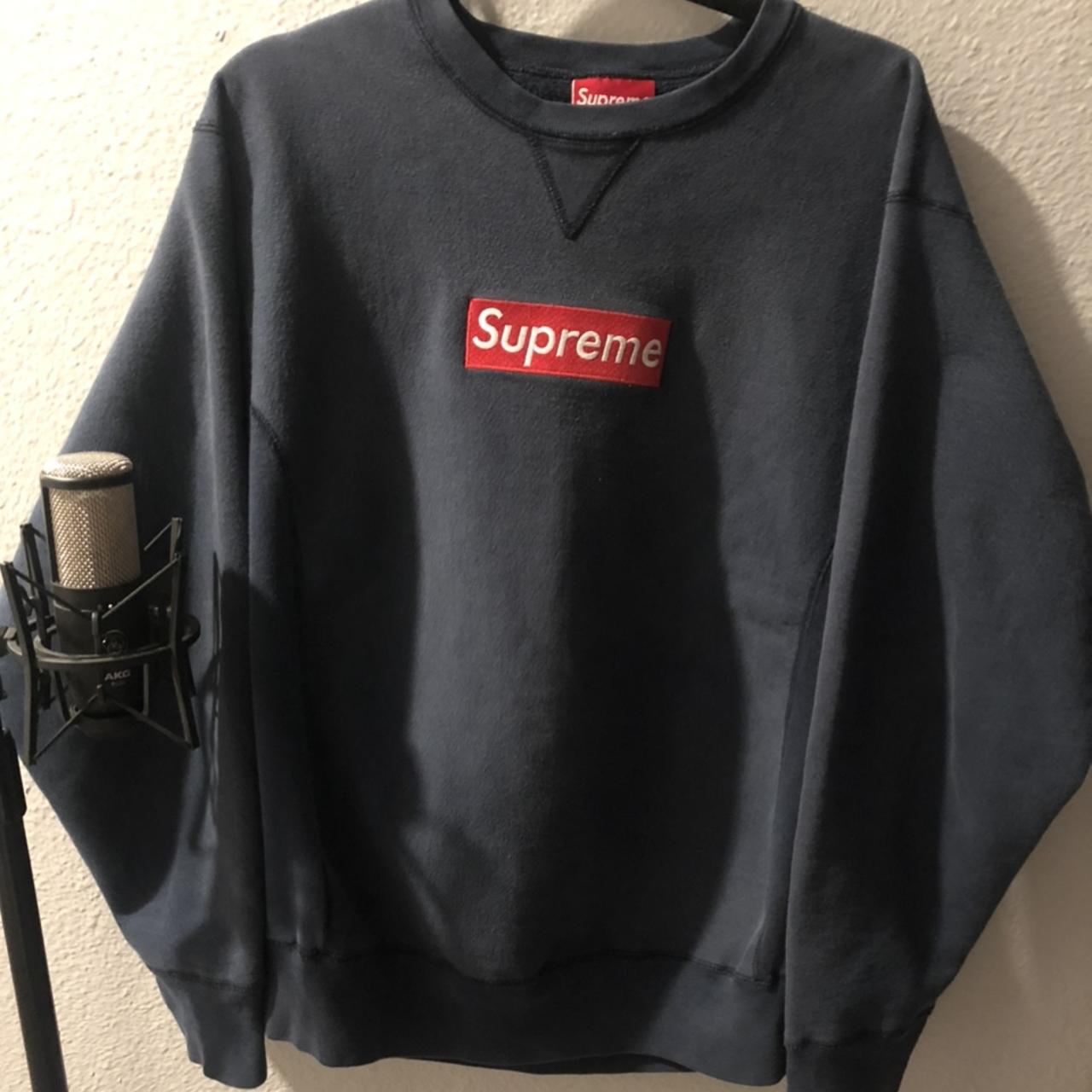 Supreme, Sweaters, Supreme Navy Blue And Yellow Crew Neck Sweater