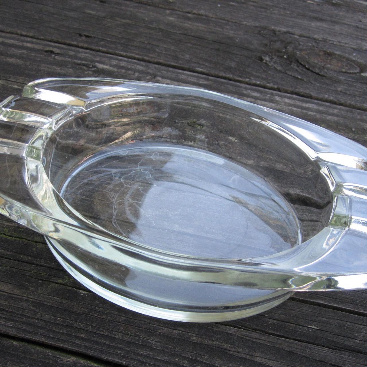 Vintage Art Deco Clear Glass Ashtray 6.5\, image size:1280x1280