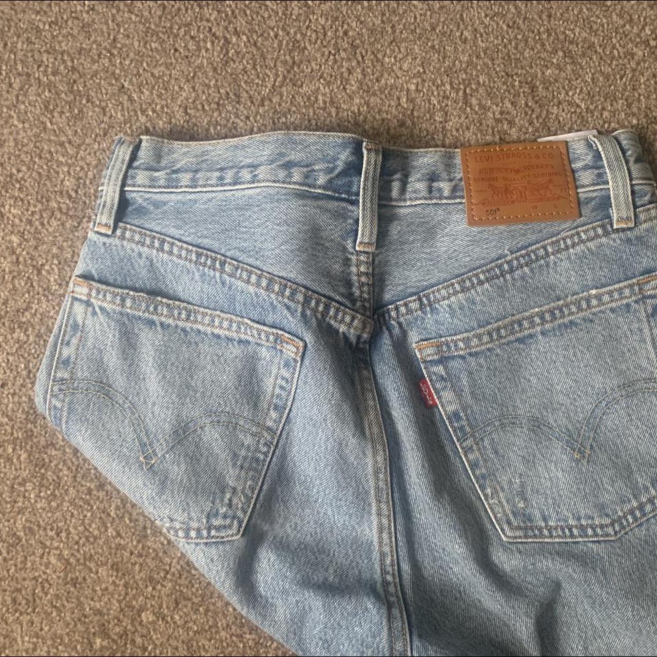 LEVIS 501 jeans crop diamonds on side denim classic... - Depop