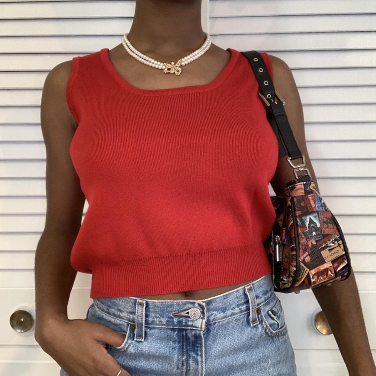 super-cute-red-cropped-sweater-vest-free-depop