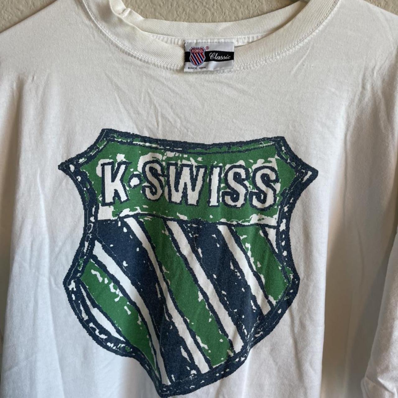K-Swiss Men's White and Green T-shirt (3)