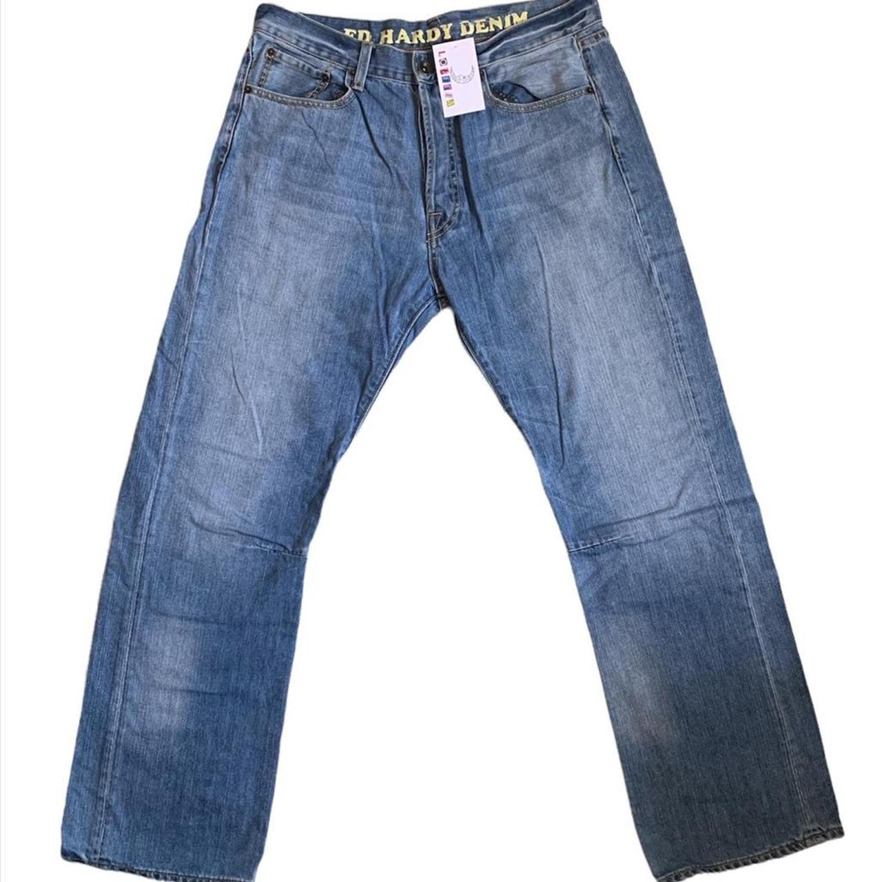 Vintage Ed Hardy Spellout Jeans Size:34x34 Jeans... - Depop