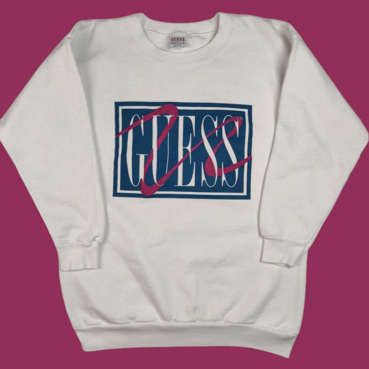 Guess Men's White and Pink Sweatshirt