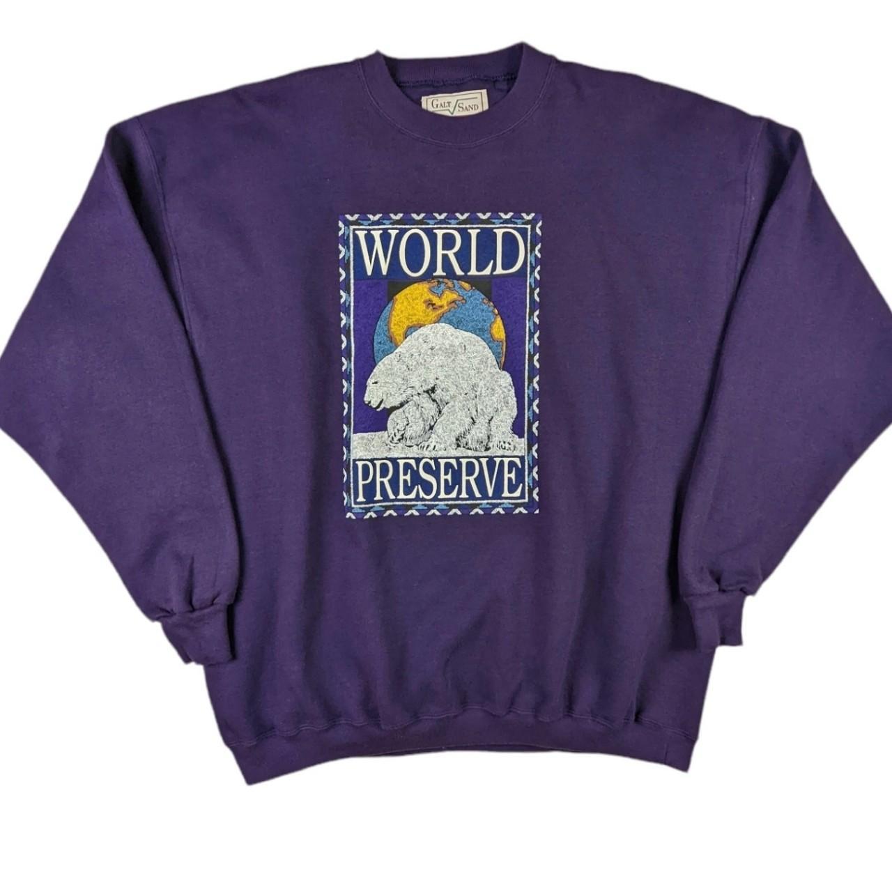 90's Vintage World Preserve Graphic Sweatshirt Size... - Depop