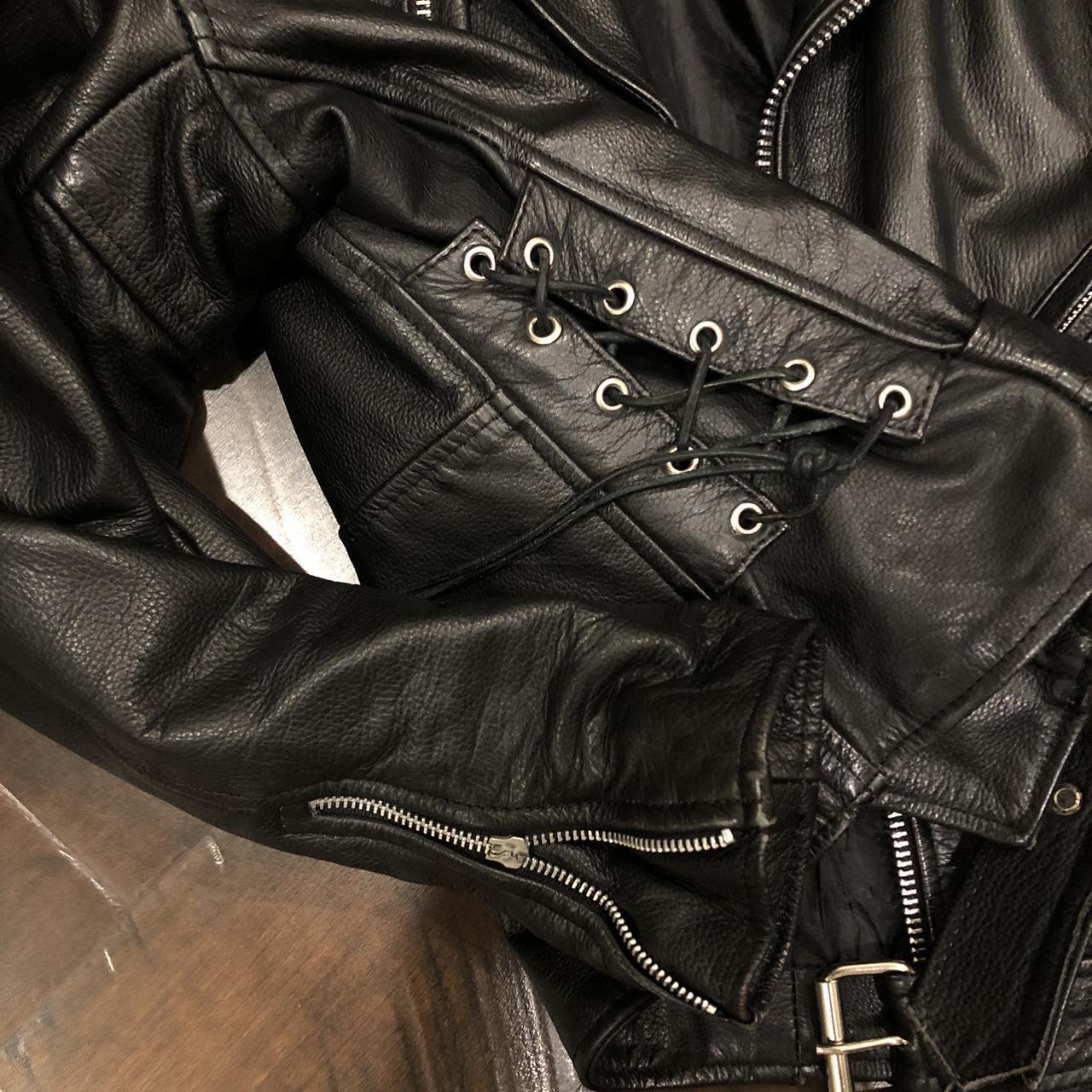 Heavy duty vintage men’s leather jacket in great... - Depop