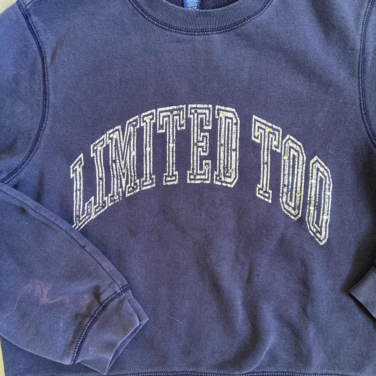 Y2K Limited Too navy blue spell out crewneck... - Depop