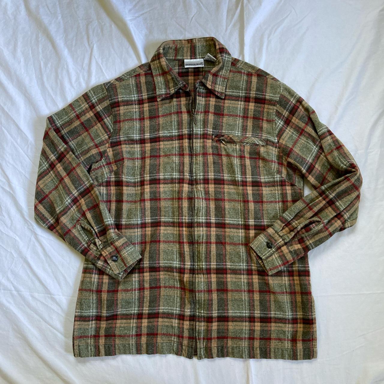 Vintage 90s Fashion Bug green and red plaid zip up... - Depop