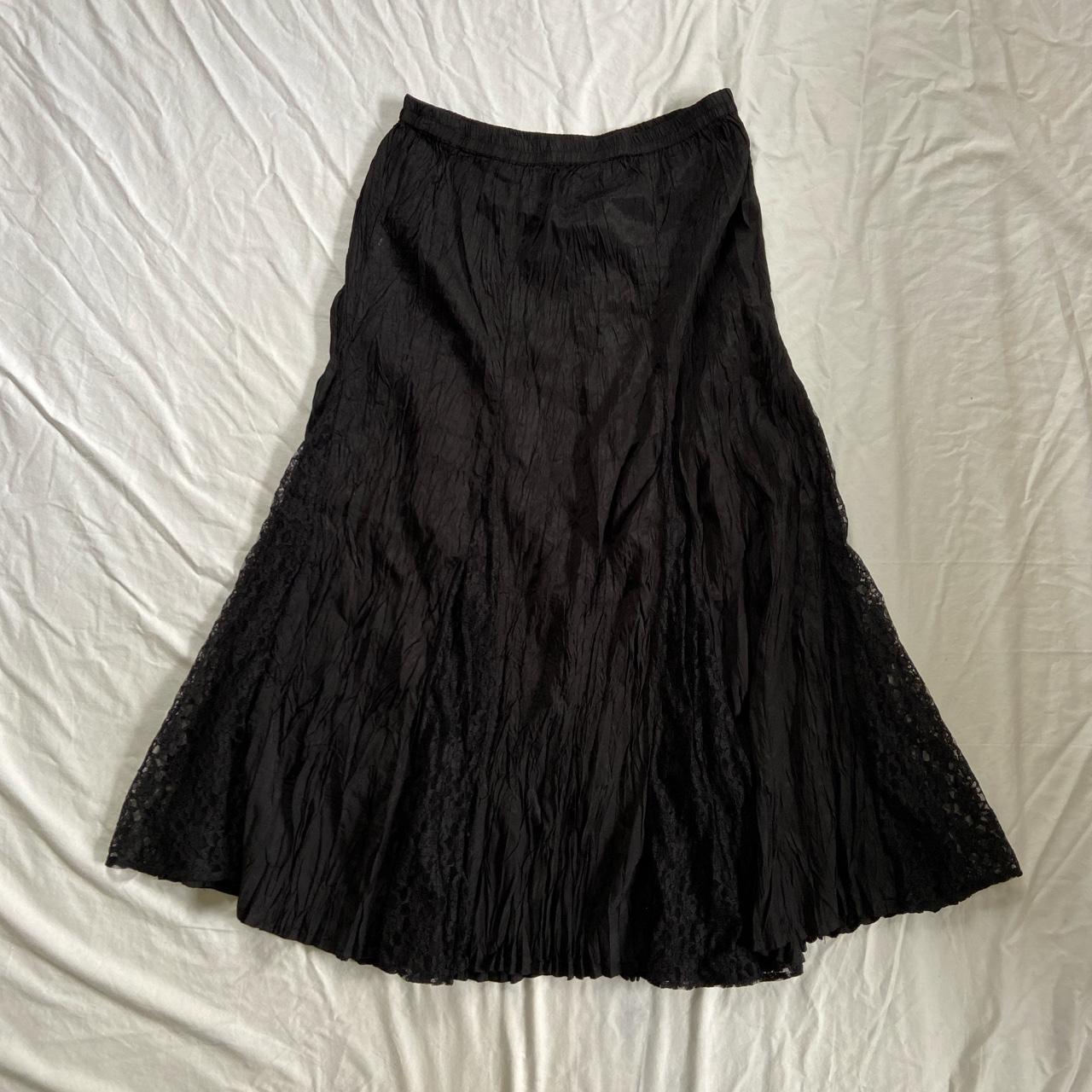 insane gothic black maxi skirt with black lace... - Depop