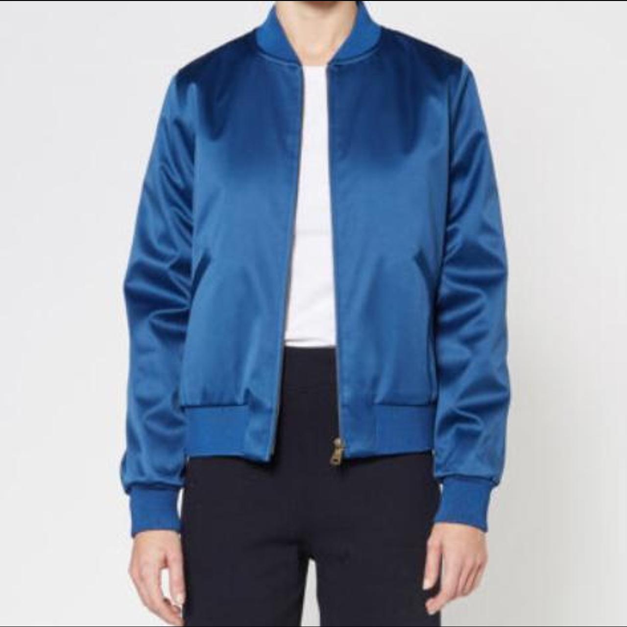 APC blue silky satin padded bomber jacket. With tags... Depop