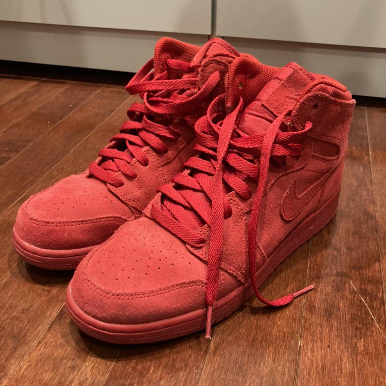 Nike Air Jordan 1s In Red Suede Size 7y In Boys Im Depop 1001