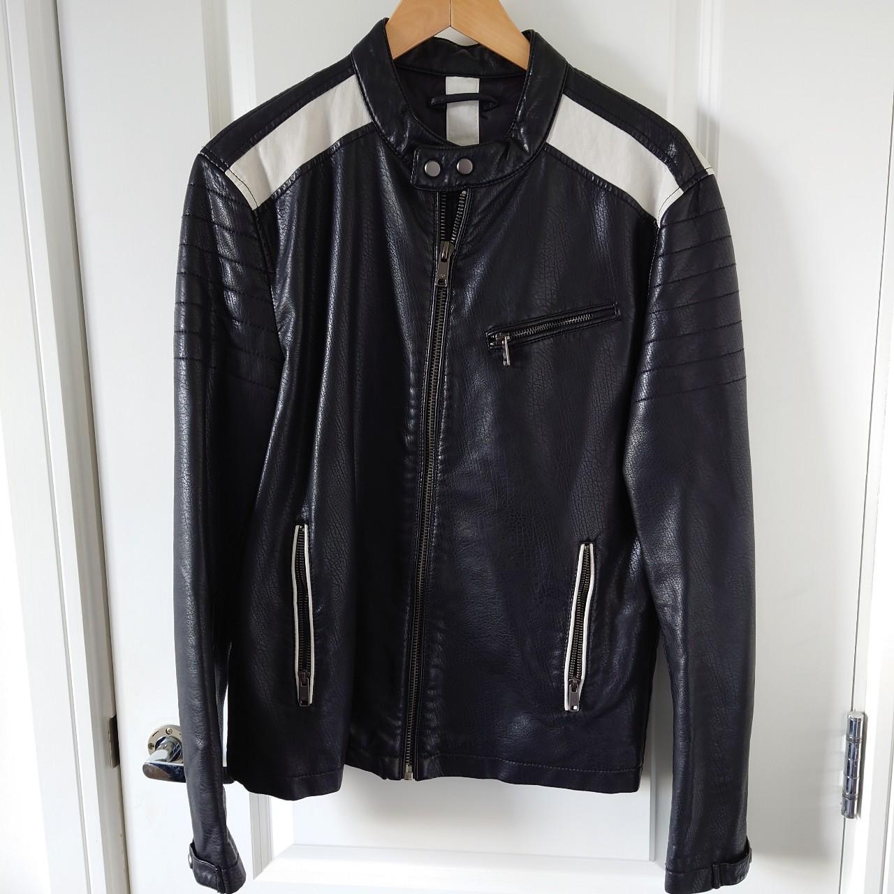 Vegan Leather Biker Jacket Zara Retro Large Really... Depop