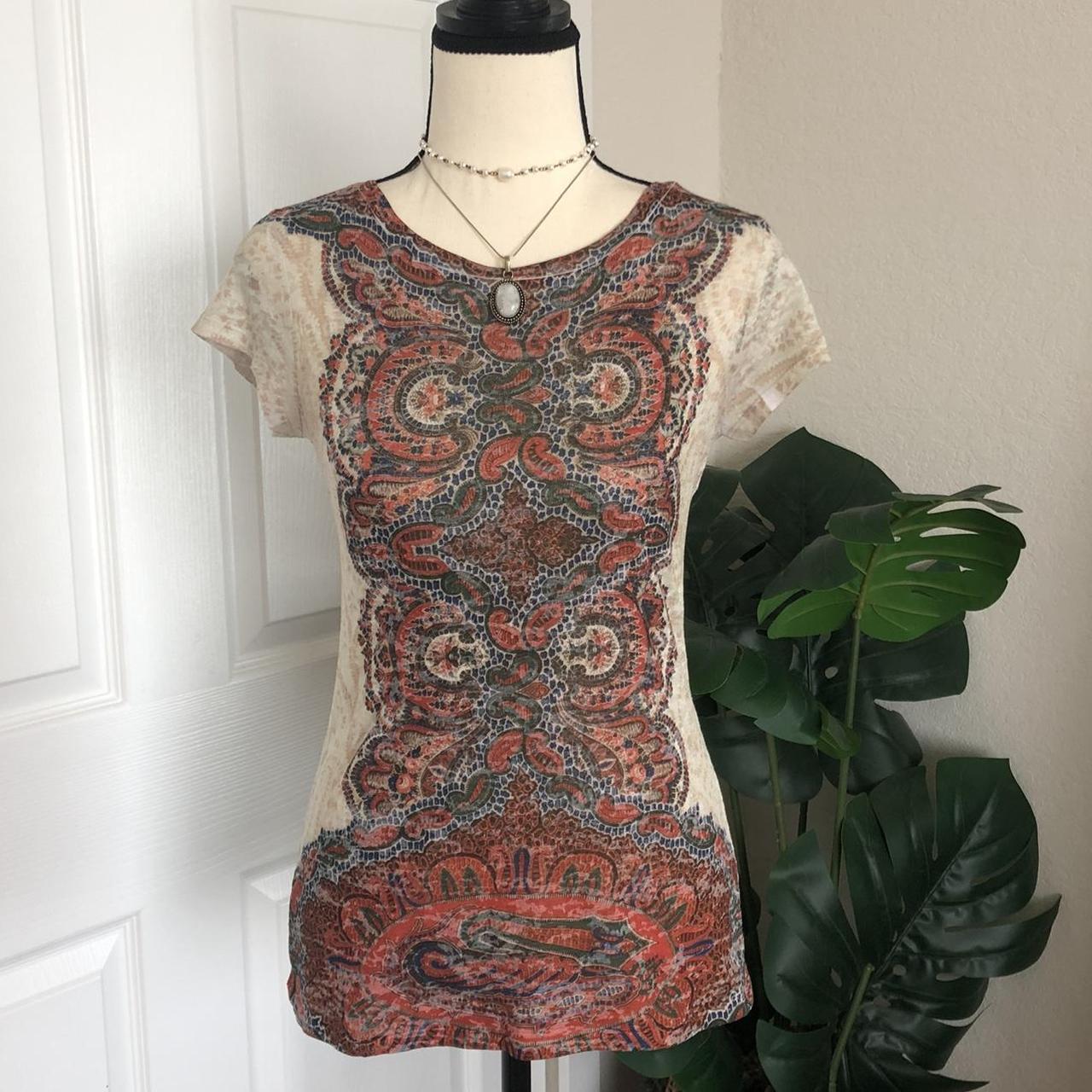 Boho basic tee Vintage/ brand MOSSIMO/ slightly see... - Depop